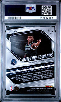 2024 PANINI PRIZM BLACK #17 ANTHONY EDWARDS RUBY WAVE PSA 9