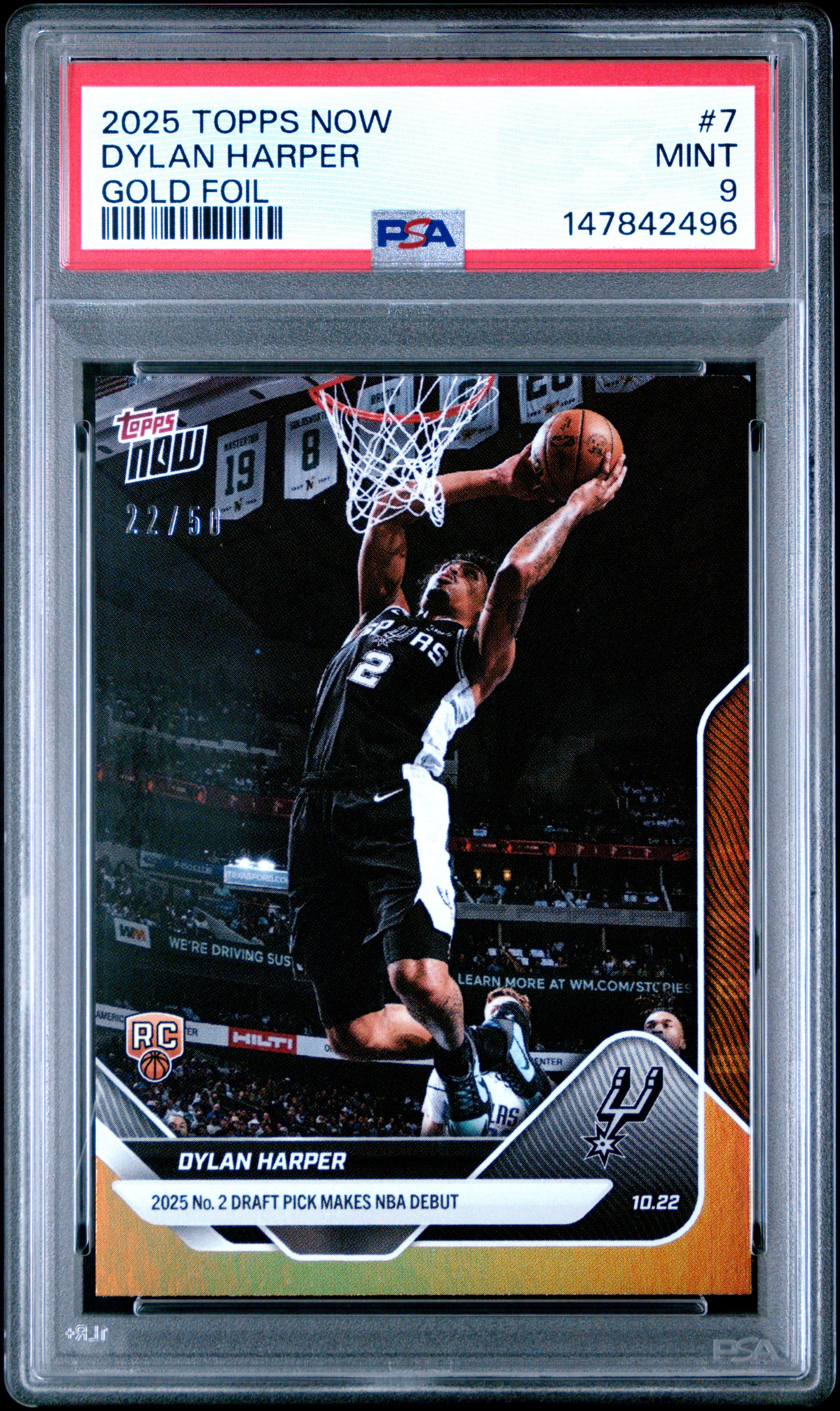 2025 TOPPS NOW #7 DYLAN HARPER GOLD FOIL PSA 9 