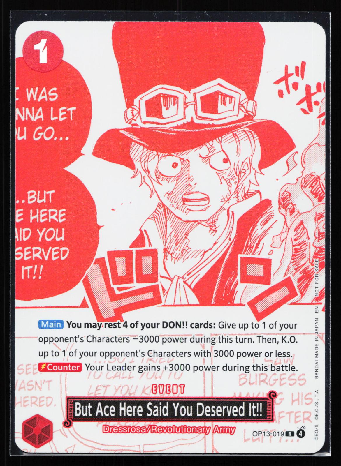 One Piece Promotion Cards OP13-019 But Ace Here Said You Deserved It!!