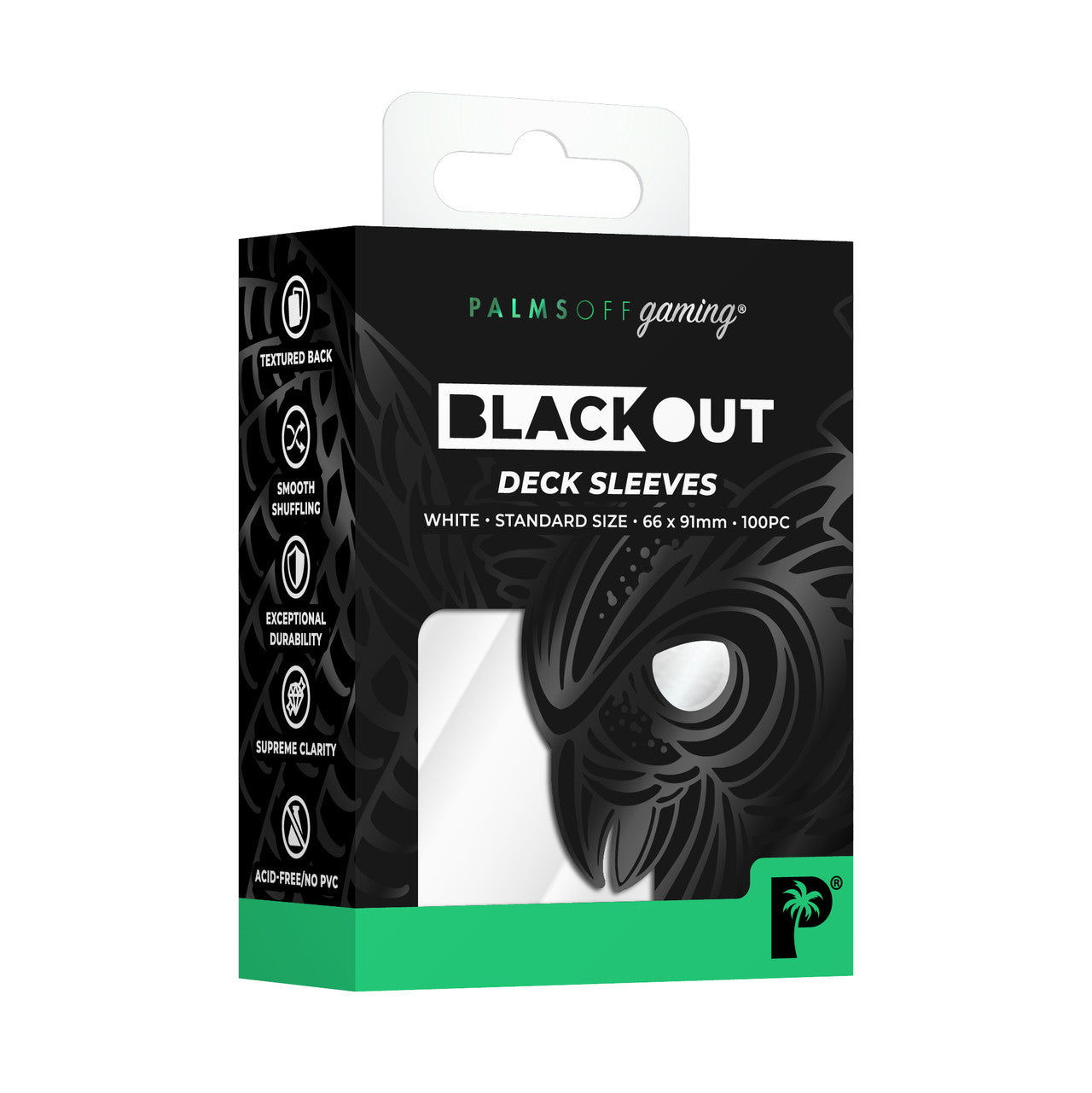 Palms Off Gaming - Blackout Deck Sleeves - Standard Size (100pc) - White