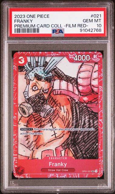 One Piece Card Game - Franky OP01-021 (-FILM RED- Premium Card Collection) - PSA 10 (GEM-MINT)