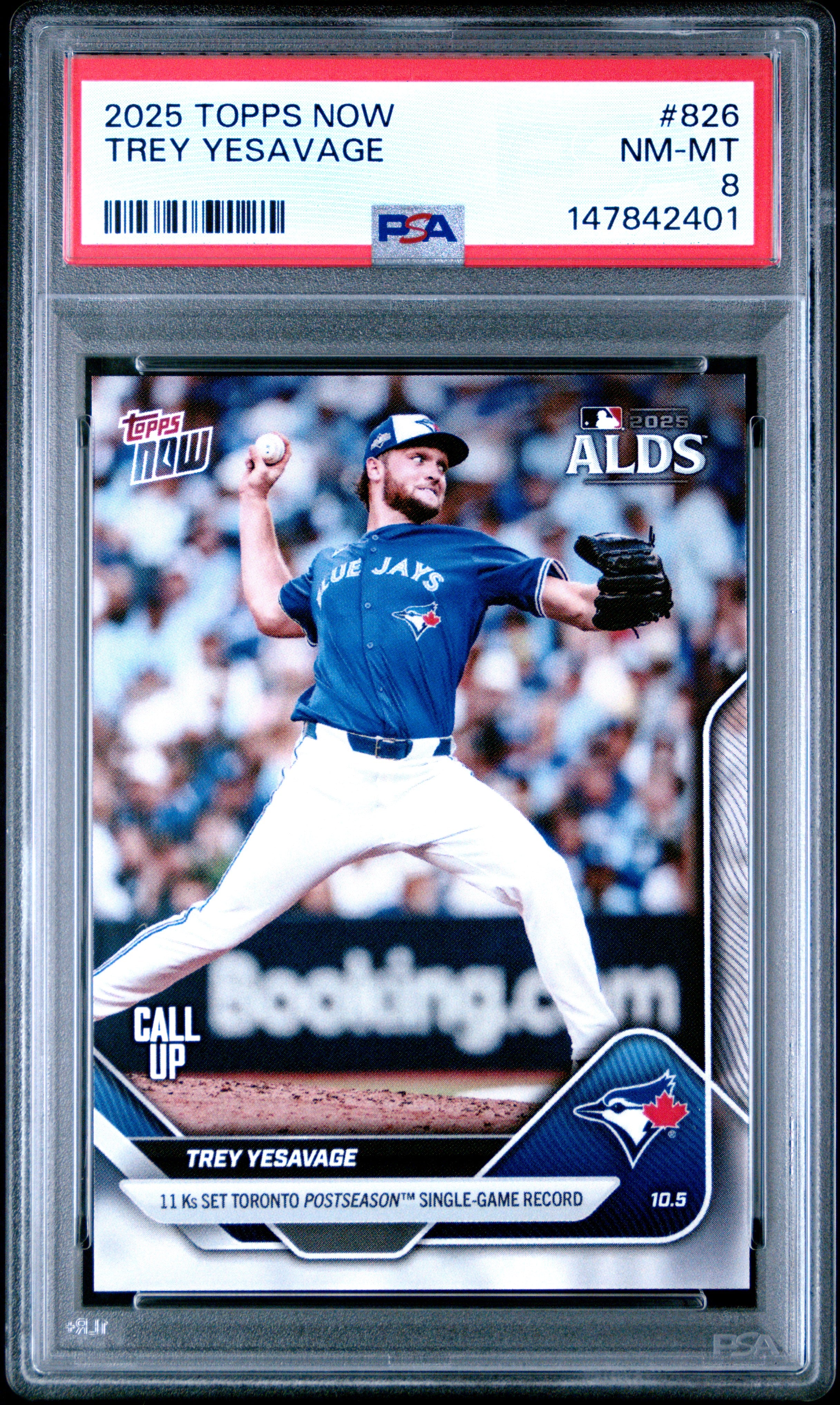 2025 Topps Trey Yesavage 826 Topps Now PSA 8