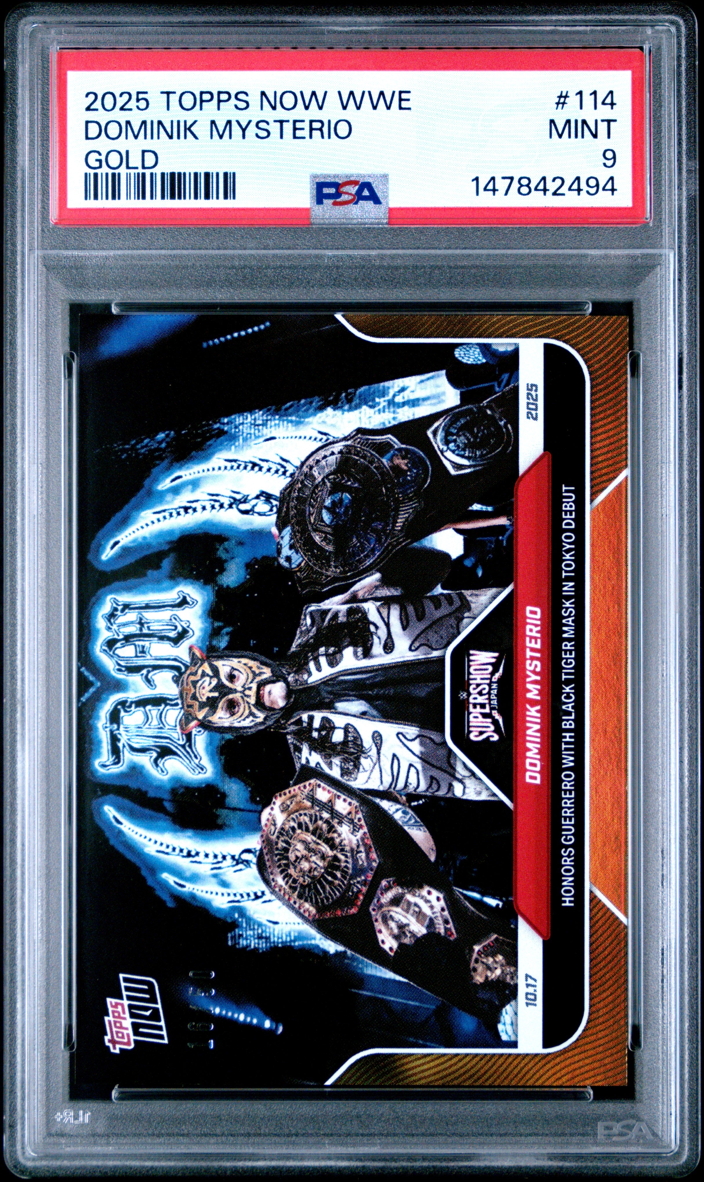 2025 TOPPS NOW WWE #114 DOMINIK MYSTERIO GOLD PSA 9 