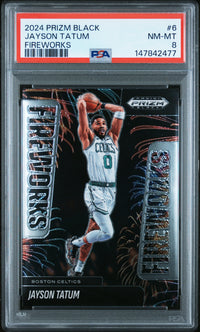 2024 PANINI PRIZM BLACK FIREWORKS #6 JAYSON TATUM PSA 8