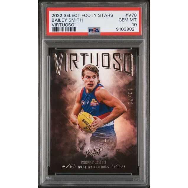 2022 Select AFL Footy Stars Virtuoso - Bailey Smith V78 (#'d 12/70) - PSA 10 (GEM MINT)