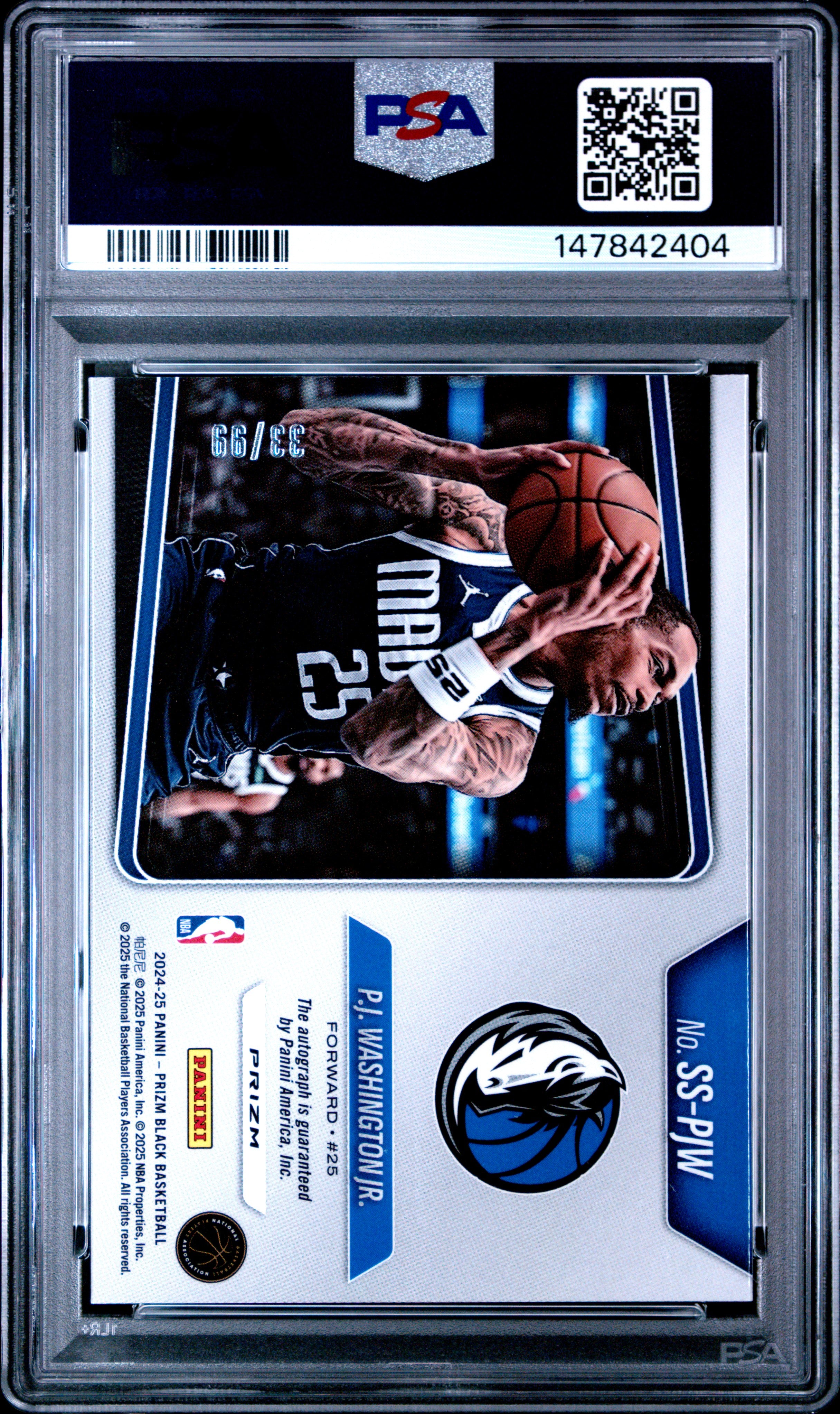 2024 PANINI PRIZM BLACK SENSATIONAL SIGNATURES #SS-PJW PJ WASHINGTON JR. SENSATIONAL SIG-RED PRIZM PSA 7