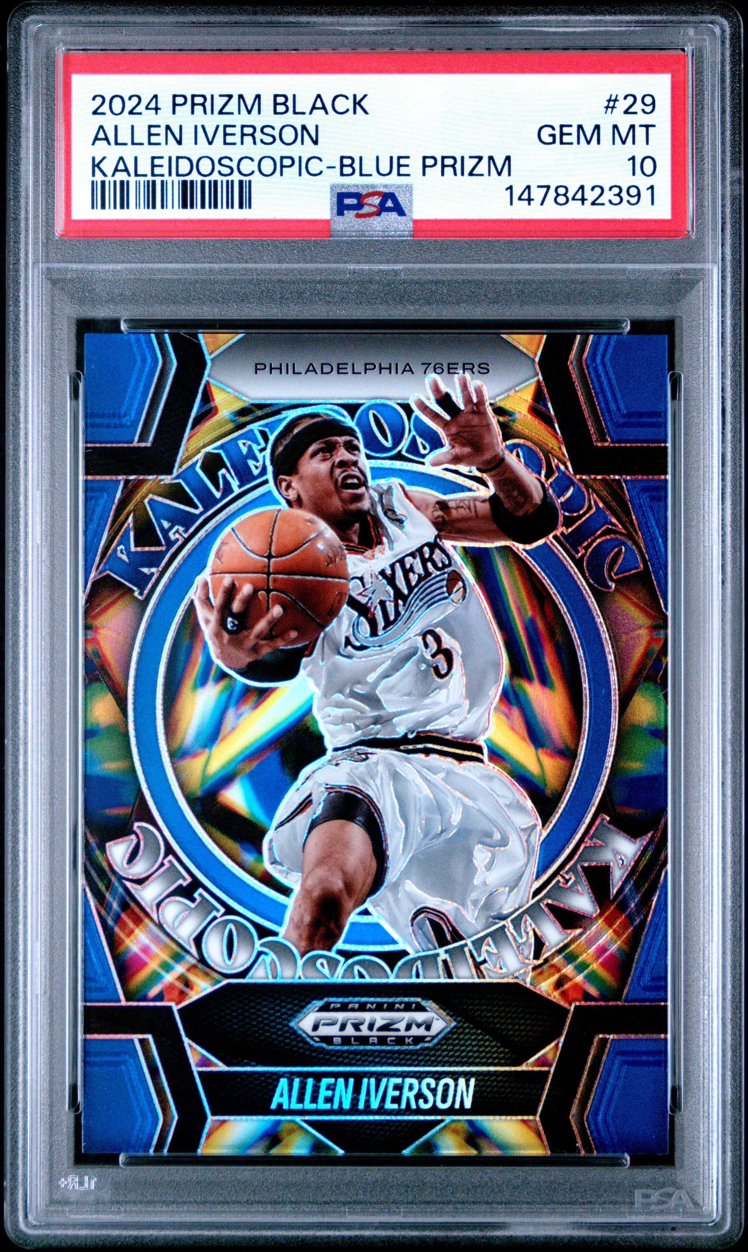 2024 PANINI PRIZM BLACK KALEIDOSCOPIC #29 ALLEN IVERSON KALEIDOSCOPIC-BLUE PRIZM
