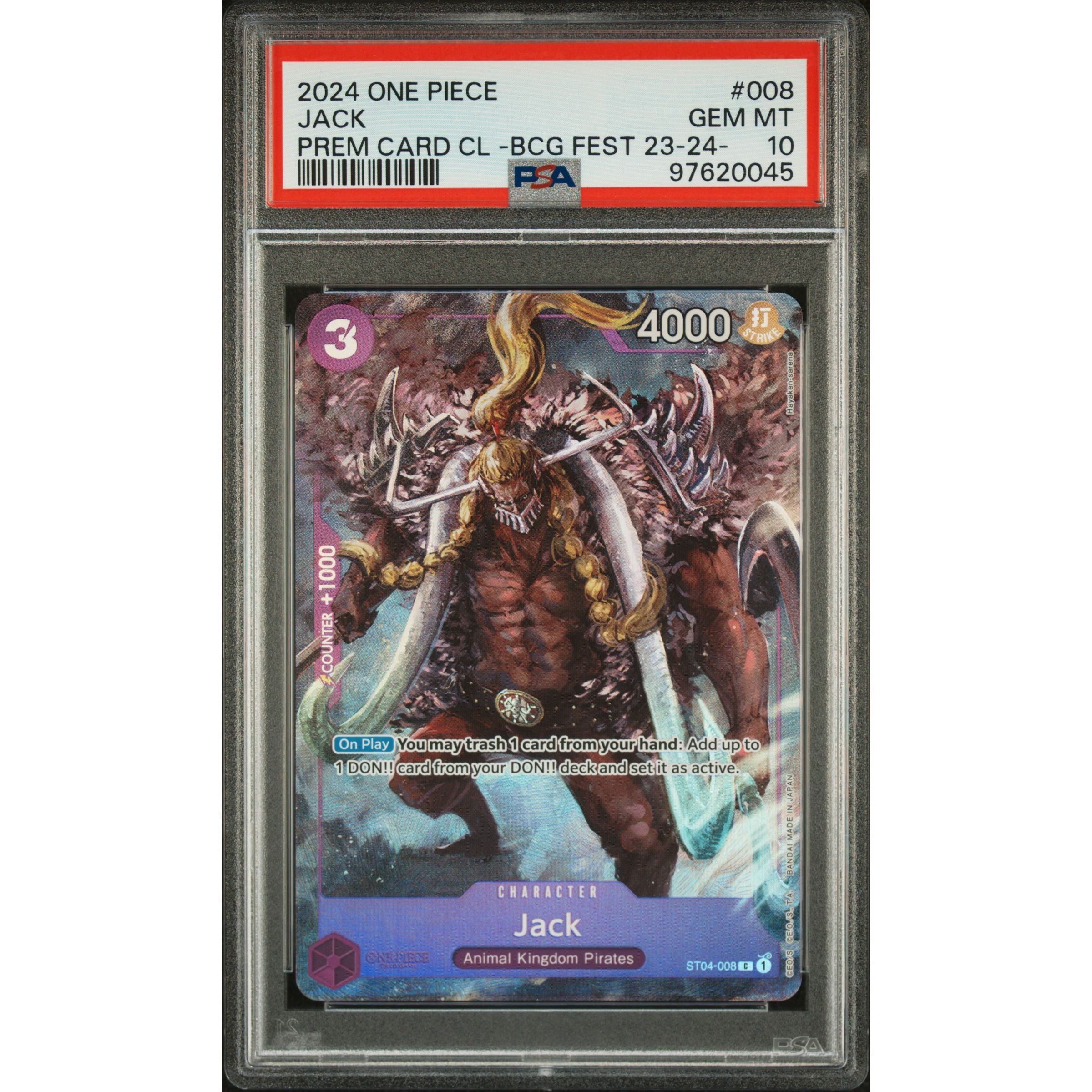 2024 One Piece Premium Card Collection -Bandai Card Games Fest 23-24 Edition- #008 Jack PSA 10