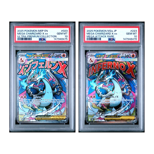 2025 Pokemon Mega Charizard X ex UPC Promo/Japanese Mega Attack Rare PSA 10 Sequential Set