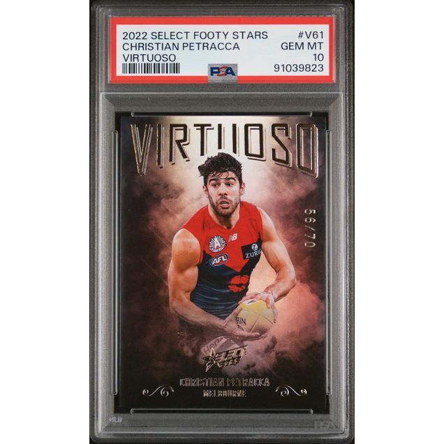 2022 Select AFL Footy Stars Virtuoso - Christian Petracca V61 (#'d 56/70) - PSA 10 (GEM MINT)