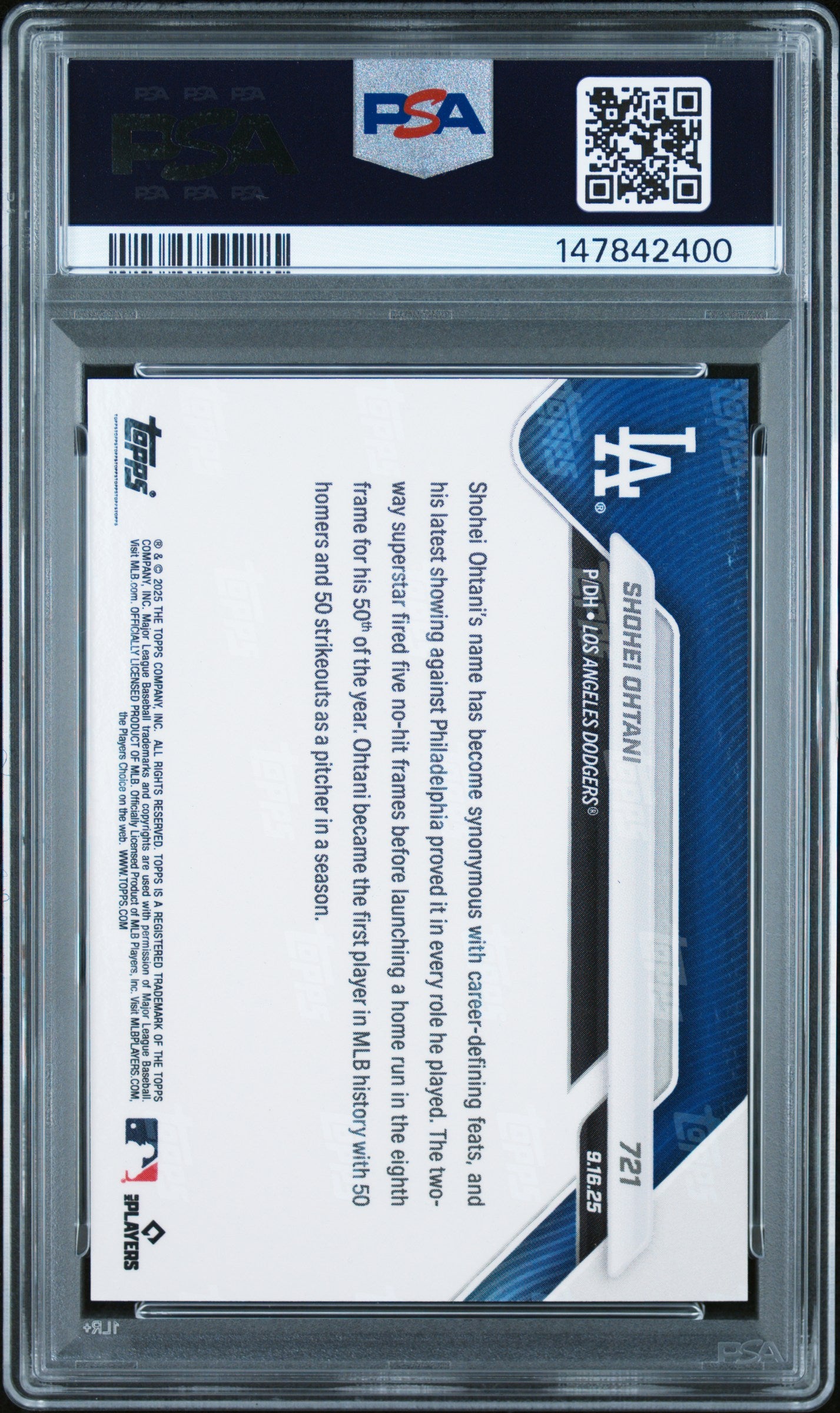 2025 Topps Shohei Ohtani 721 Topps Now PSA 9