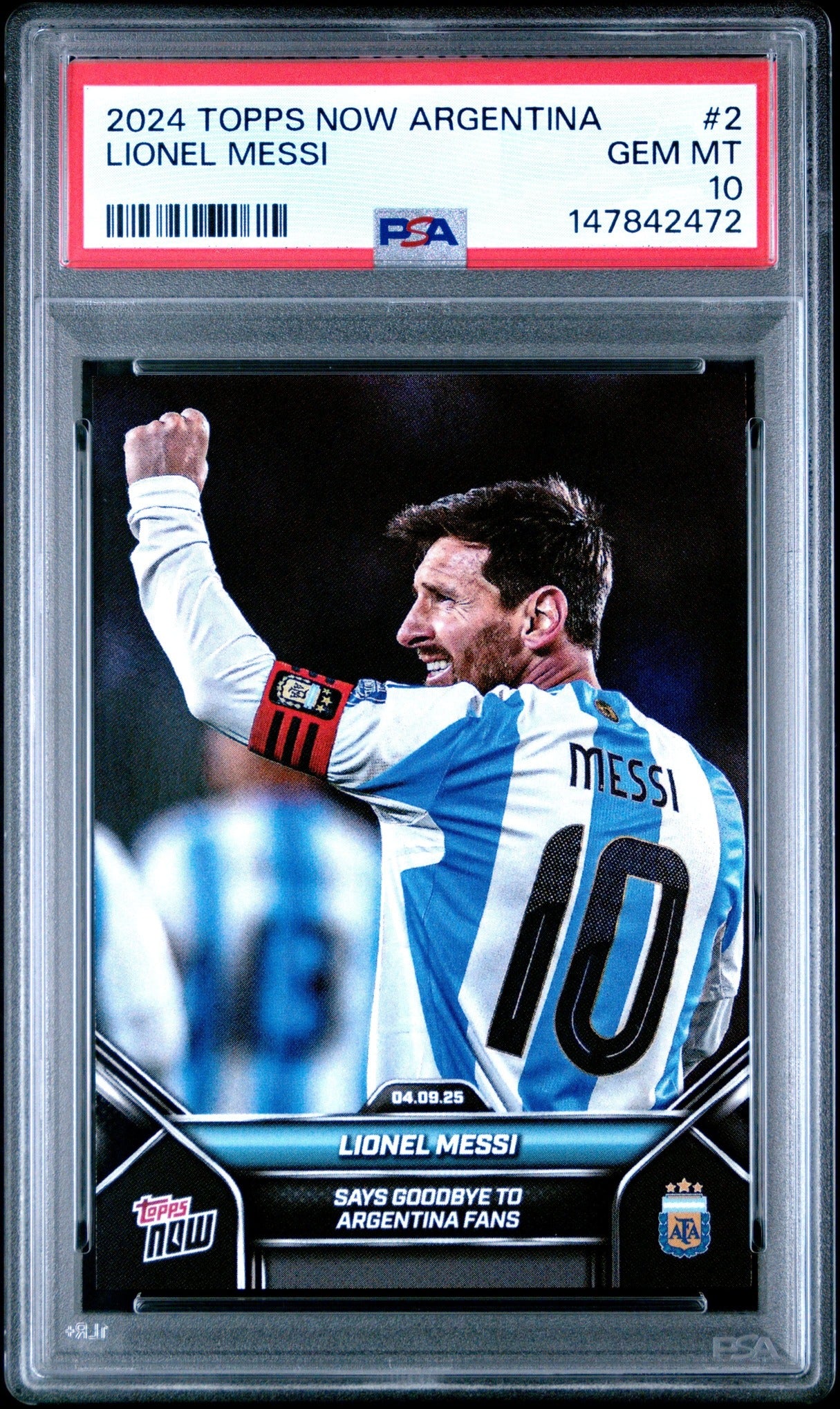 2024 TOPPS NOW ARGENTINA #2 LIONEL MESSI PSA 10