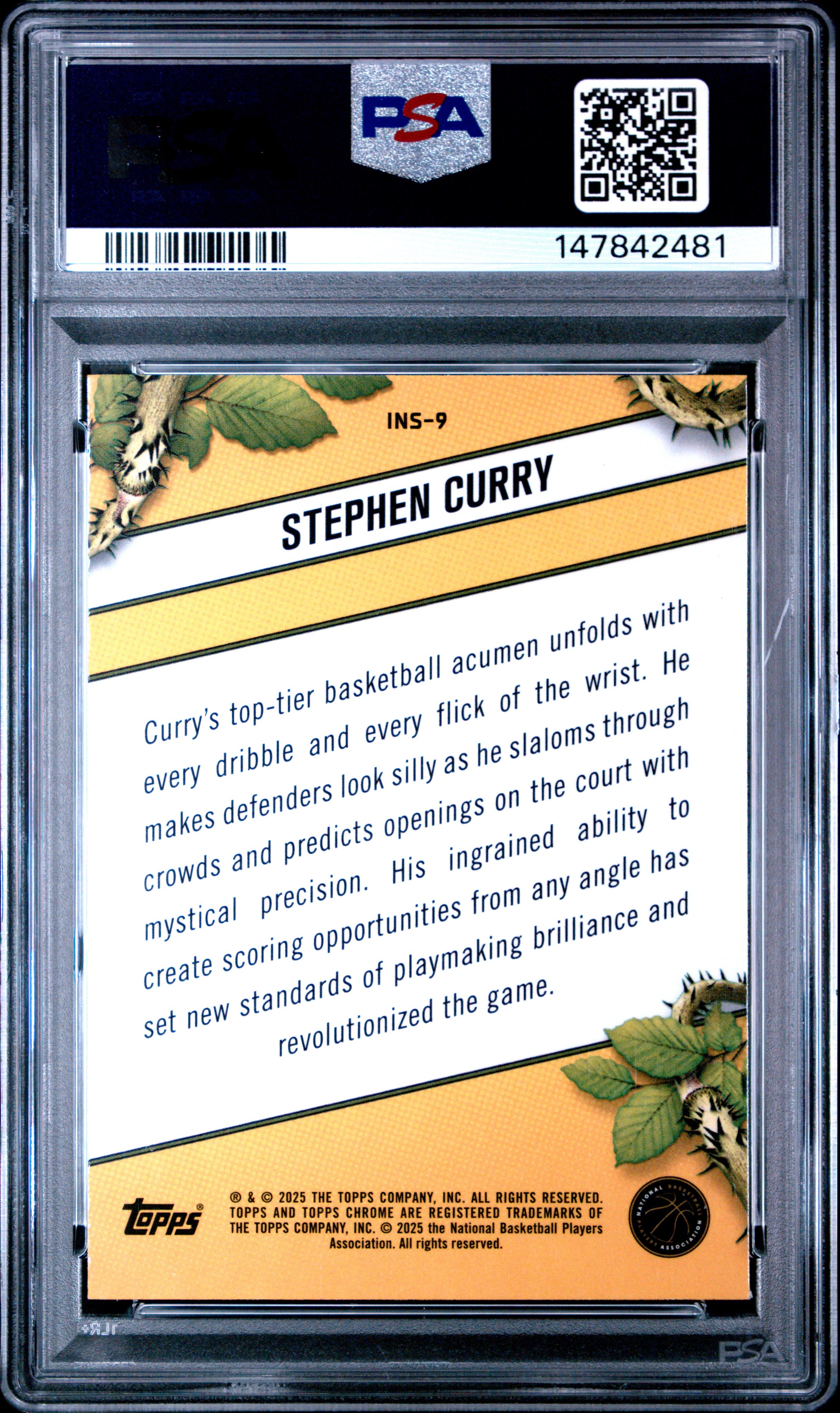 2024 TOPPS CHROME INSTINCT #INS9 STEPHEN CURRY INSTINCT-GREEN REFRACTOR PSA 10
